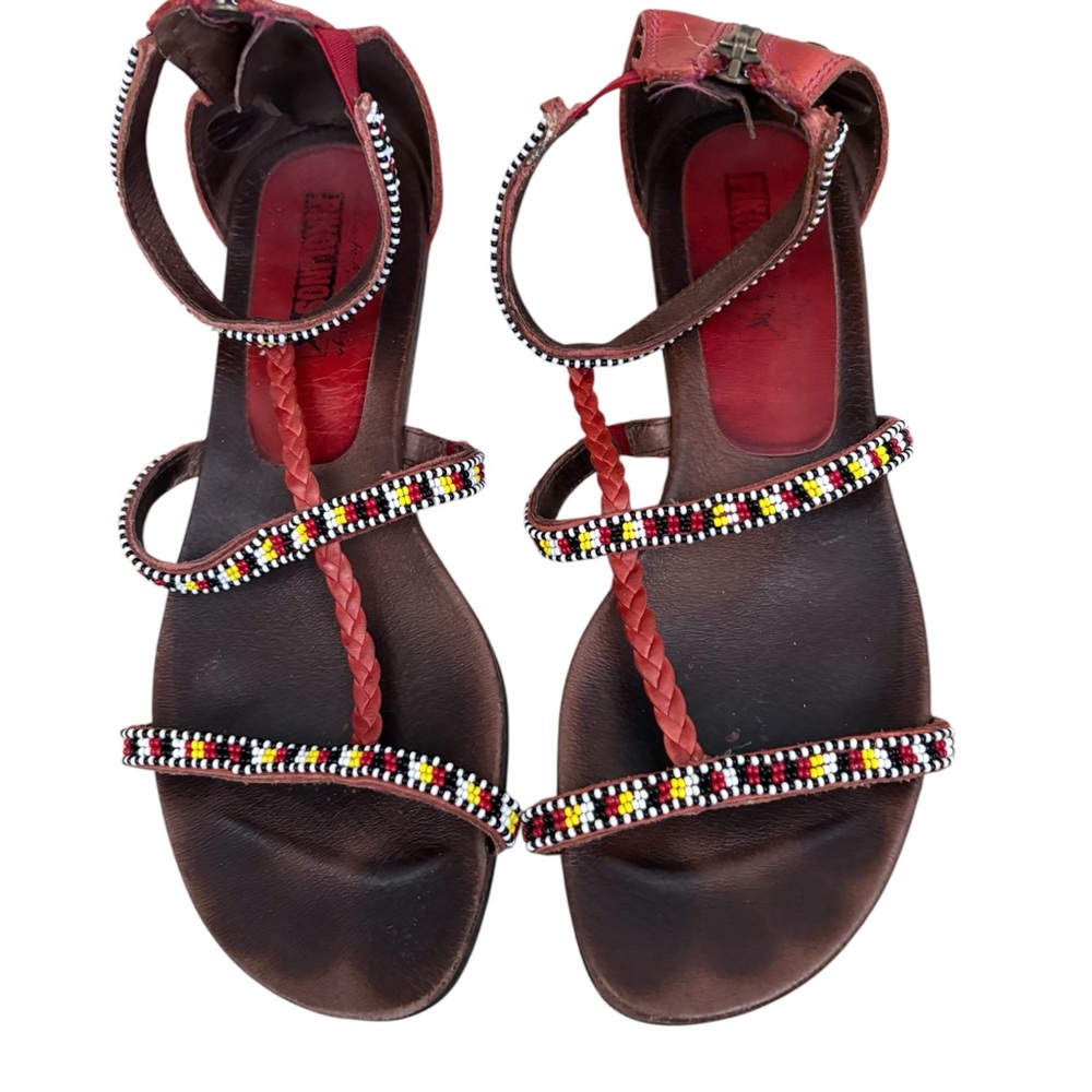 Pikolinos Alcudia Red beaded leather sandals 39/8 - Picture 5 of 10